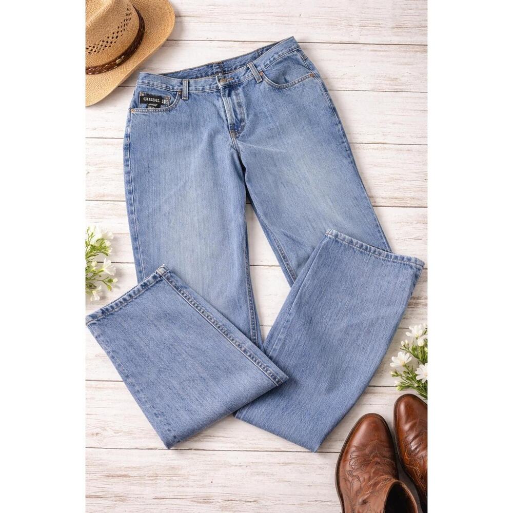 Cinch Women's Bootcut Jeans Light Wash Cow Print Pocket Western Cowgirl Y2K W36